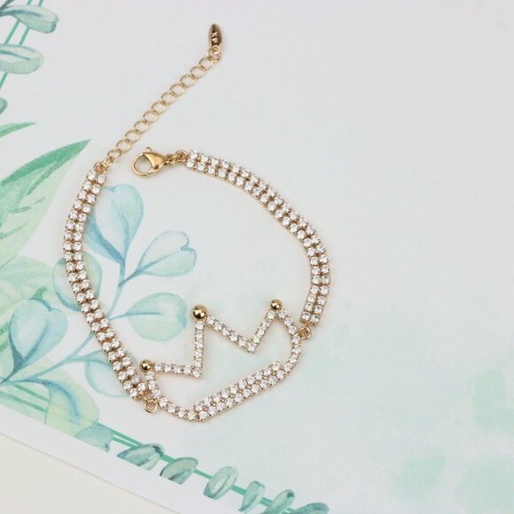 Rose Gold Crown Bracelet with Crystals, XPBL0680 - Picture 5 of 11